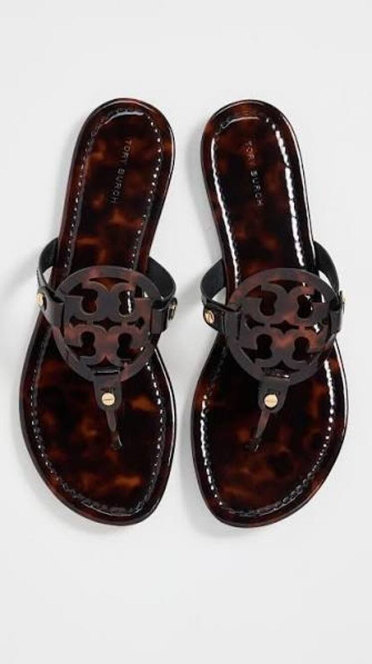 Tory Burch Miller Patent Sandals in Tortoise size 7